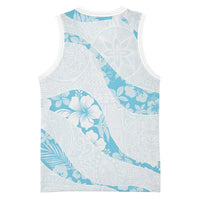 Aloha Hawaii Floral Tapa Basketball Jersey Patchwork Turquoise LT7 - Polynesian Pride