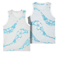 Aloha Hawaii Floral Tapa Basketball Jersey Patchwork Turquoise LT7 - Polynesian Pride