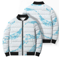 Aloha Hawaii Floral Tapa Bomber Puffer Jacket Patchwork Turquoise LT7 - Polynesian Pride