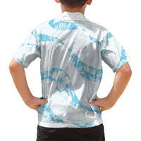 Aloha Hawaii Floral Tapa Family Matching Puletasi and Hawaiian Shirt Patchwork Turquoise LT7 - Polynesian Pride