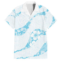 Aloha Hawaii Floral Tapa Family Matching Puletasi and Hawaiian Shirt Patchwork Turquoise LT7 Dad's Shirt - Short Sleeve Turquoise - Polynesian Pride