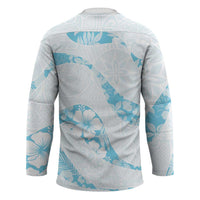 Aloha Hawaii Floral Tapa Hockey Jersey Patchwork Turquoise LT7 - Polynesian Pride