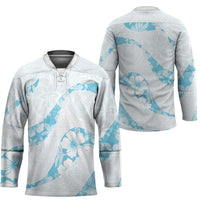 Aloha Hawaii Floral Tapa Hockey Jersey Patchwork Turquoise LT7 - Polynesian Pride