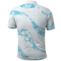 Aloha Hawaii Floral Tapa Polo Shirt Patchwork Turquoise - Polynesian Pride
