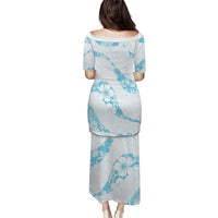 Aloha Hawaii Floral Tapa Puletasi Patchwork Turquoise - Polynesian Pride