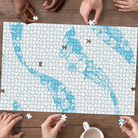 Aloha Hawaii Floral Tapa Puzzle Patchwork Turquoise LT7 - Polynesian Pride