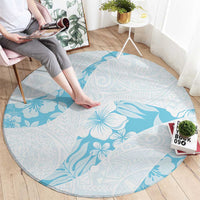 Aloha Hawaii Floral Tapa Round Carpet Patchwork Turquoise - Polynesian Pride