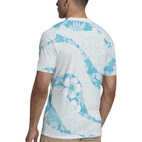 Aloha Hawaii Floral Tapa Rugby Jersey Patchwork Turquoise LT7 - Polynesian Pride