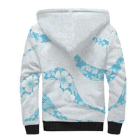 Aloha Hawaii Floral Tapa Sherpa Hoodie Patchwork Turquoise LT7 - Polynesian Pride