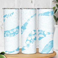 Aloha Hawaii Floral Tapa Skinny Tumbler Patchwork Turquoise - Polynesian Pride