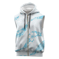 Aloha Hawaii Floral Tapa Sleeveless Zip Hoodie Patchwork Turquoise LT7 Turquoise - Polynesian Pride