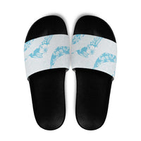 Aloha Hawaii Floral Tapa Slide Sandals Patchwork Turquoise - Polynesian Pride