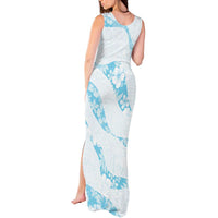 Aloha Hawaii Floral Tapa Tank Maxi Dress Patchwork Turquoise - Polynesian Pride