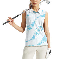 Aloha Hawaii Floral Tapa Women Sleeveless Polo Shirt Patchwork Turquoise LT7 - Polynesian Pride