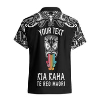 Personalised Kia Kaha Te Reo Maori Hawaiian Shirt Hei Tiki Mix Koru - Black LT7 - Polynesian Pride