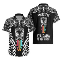 Personalised Kia Kaha Te Reo Maori Hawaiian Shirt Hei Tiki Mix Koru - Black LT7 - Polynesian Pride