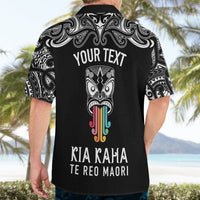 Personalised Kia Kaha Te Reo Maori Hawaiian Shirt Hei Tiki Mix Koru - Black LT7 - Polynesian Pride