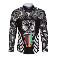 personalised-kia-kaha-te-reo-maori-long-sleeve-button-shirt-hei-tiki-mix-koru-black
