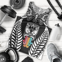 Personalised Kia Kaha Te Reo Maori Men Tank Top Hei Tiki Mix Koru - Black LT7 Black - Polynesian Pride
