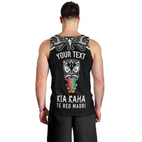 Personalised Kia Kaha Te Reo Maori Men Tank Top Hei Tiki Mix Koru - Black LT7 - Polynesian Pride
