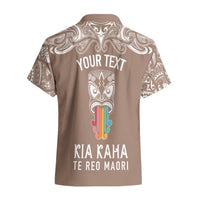 Personalised Kia Kaha Te Reo Maori Hawaiian Shirt Hei Tiki Mix Koru - Brown LT7 - Polynesian Pride