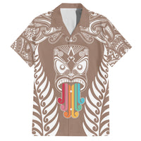Personalised Kia Kaha Te Reo Maori Kid Hawaiian Shirt Hei Tiki Mix Koru - Brown LT7 Kid Brown - Polynesian Pride