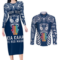 personalised-kia-kaha-te-reo-maori-couples-matching-long-sleeve-bodycon-dress-and-long-sleeve-button-shirts-hei-tiki-mix-koru-navy-blue