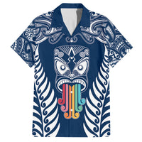 Personalised Kia Kaha Te Reo Maori Kid Hawaiian Shirt Hei Tiki Mix Koru - Navy Blue LT7 Kid Navy - Polynesian Pride