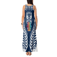 Personalised Kia Kaha Te Reo Maori Tank Maxi Dress Hei Tiki Mix Koru - Navy Blue LT7 - Polynesian Pride