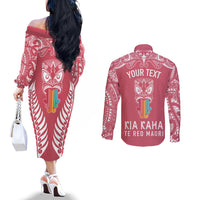 personalised-kia-kaha-te-reo-maori-couples-matching-off-the-shoulder-long-sleeve-dress-and-long-sleeve-button-shirts-hei-tiki-mix-koru-pink