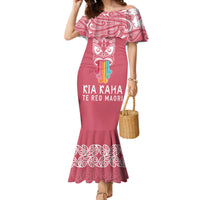 Personalised Kia Kaha Te Reo Maori Mermaid Dress Hei Tiki Mix Koru - Pink LT7 Women Pink - Polynesian Pride
