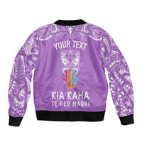 Personalised Kia Kaha Te Reo Maori Bomber Jacket Hei Tiki Mix Koru - Purple LT7 - Polynesian Pride