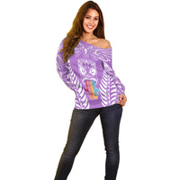 personalised-kia-kaha-te-reo-maori-off-shoulder-sweater-hei-tiki-mix-koru-purple