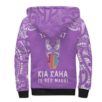 Personalised Kia Kaha Te Reo Maori Sherpa Hoodie Hei Tiki Mix Koru - Purple LT7 - Polynesian Pride
