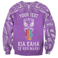 Personalised Kia Kaha Te Reo Maori Sweatshirt Hei Tiki Mix Koru - Purple LT7 - Polynesian Pride