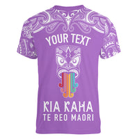 personalised-kia-kaha-te-reo-maori-women-v-neck-t-shirt-hei-tiki-mix-koru-purple