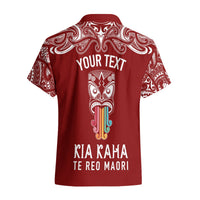 Personalised Kia Kaha Te Reo Maori Hawaiian Shirt Hei Tiki Mix Koru - Red LT7 - Polynesian Pride