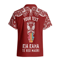 Personalised Kia Kaha Te Reo Maori Hawaiian Shirt Hei Tiki Mix Koru - Red LT7 - Polynesian Pride