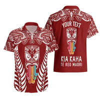Personalised Kia Kaha Te Reo Maori Hawaiian Shirt Hei Tiki Mix Koru - Red LT7 - Polynesian Pride