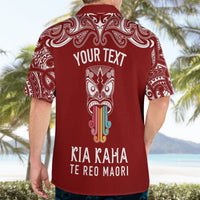 Personalised Kia Kaha Te Reo Maori Hawaiian Shirt Hei Tiki Mix Koru - Red LT7 - Polynesian Pride