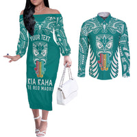 personalised-kia-kaha-te-reo-maori-couples-matching-off-the-shoulder-long-sleeve-dress-and-long-sleeve-button-shirts-hei-tiki-mix-koru-teal