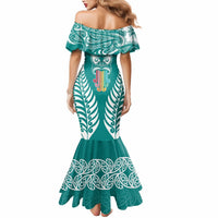 Personalised Kia Kaha Te Reo Maori Mermaid Dress Hei Tiki Mix Koru - Teal LT7 - Polynesian Pride