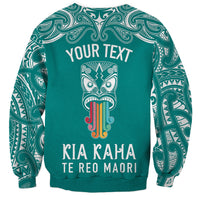 Personalised Kia Kaha Te Reo Maori Sweatshirt Hei Tiki Mix Koru - Teal LT7 - Polynesian Pride