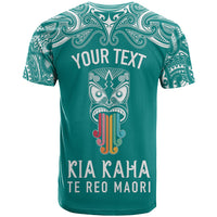 Personalised Kia Kaha Te Reo Maori T Shirt Hei Tiki Mix Koru - Teal LT7 - Polynesian Pride