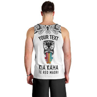 Personalised Kia Kaha Te Reo Maori Men Tank Top Hei Tiki Mix Koru - White LT7 - Polynesian Pride