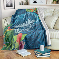 Outrigger Canoe Blue Blanket On The Waves LT7 Blue - Polynesian Pride