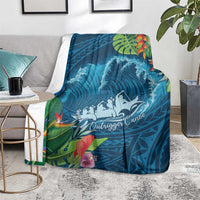 Outrigger Canoe Blue Blanket On The Waves LT7 - Polynesian Pride