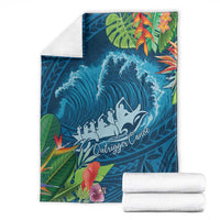 Outrigger Canoe Blue Blanket On The Waves LT7 - Polynesian Pride