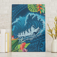 Outrigger Canoe Blue Canvas Wall Art On The Waves LT7 Without Frame Blue - Polynesian Pride