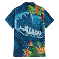 Outrigger Canoe Blue Family Matching Puletasi and Hawaiian Shirt On The Waves LT7 - Polynesian Pride
